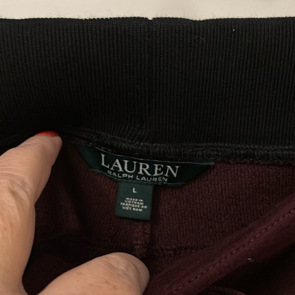 Ralph Lauren burgundy & black pull on track pants SZ L w/pockets active NWOT - Picture 5 of 16